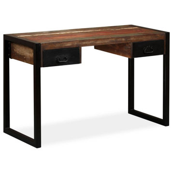 vidaXL Desk Computer Desk Home Office Desk with 2 Drawers Solid Wood Reclaimed