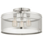 Livex Lighting - Livex Lighting 46219-91 Industro - 18" Three Light Semi-Flush Mount - Canopy Included: Yes  Shade IncIndustro 18" Three L Brushed Nickel BrushUL: Suitable for damp locations Energy Star Qualified: n/a ADA Certified: n/a  *Number of Lights: Lamp: 3-*Wattage:60w Medium Base bulb(s) *Bulb Included:No *Bulb Type:Medium Base *Finish Type:Brushed Nickel