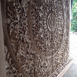 Teak wood carving panel - Sculptures