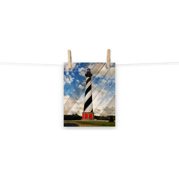 Faux Wood Cape Hatteras Lighthouse Landscape Photo Unframed Wall Art, 8" X 10"