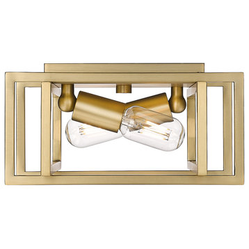 Tribeca Flush Mount With Brushed Champagne Bronze Accents Shade