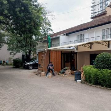 Curved Fabric Car-shade pagoler with Timber Cladding in kilimani Nairobi Kenya