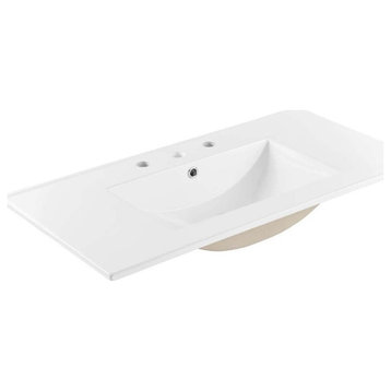 Modway Cayman 36" x 18" Basin Modern Ceramic Bathroom Sink in White