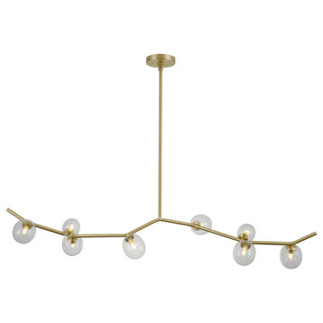 Hampton 8-Light Chandelier in Brushed Brass With Clear Glass