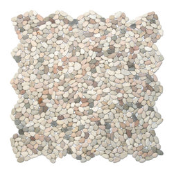 CNK Tile - Natural River Stone Tile, 12x12 mesh-backed for showers, floors - Mosaic Tile