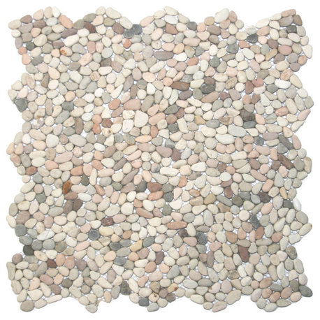 Natural River Stone Tile, 12x12 mesh-backed for showers, floors