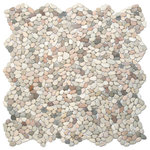 CNK Tile - Mini Island Mix Pebble Tile - Each pebble is carefully selected and hand-sorted according to color, size and shape in order to ensure the highest quality pebble tile available. The stones are attached to a sturdy mesh backing using non-toxic, environmentally safe glue. Because of the unique pattern in which our tile is created they fit together seamlessly when installed so you can't tell where one tile ends and the next begins!