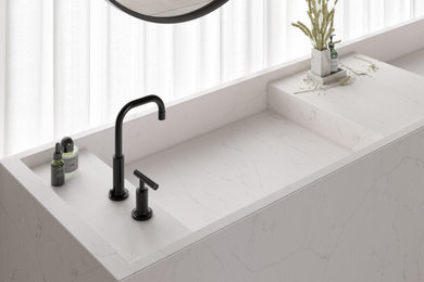 Powder room - contemporary powder room idea in New York