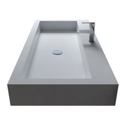 ADM Bathroom Design - ADM Rectangular Countertop Sink, White, 60" - Bathroom Sinks