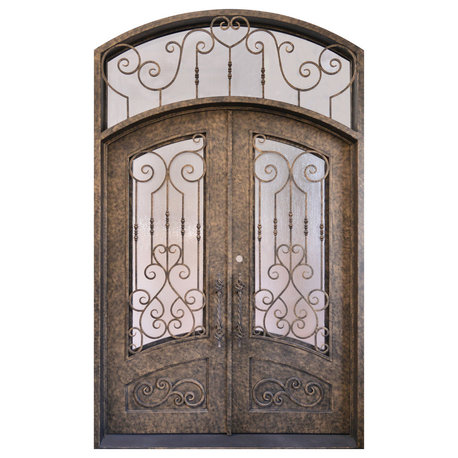 Exterior Front Entry Iron Double Door, 114"x76"