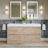 Boutique Bath Vanity, Natural Wood, 60", Double Sink, Freestanding