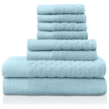 8 Piece Turkish Cotton Quick Drying Towel Set, Cascade