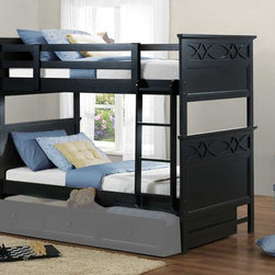 HOMELEGANCE B2119BK-1 COTTAGE BLACK WOOD KIDS TWIN TWIN BUNK BEDS - Bunk Beds