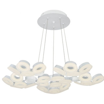 Chandelier 30 Light - 35.25 Inches Wide by 5.5 Inches High-White Finish