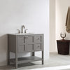 Florence 36" Single Vanity, Carrara White Marble Top, Gray, Without Mirror