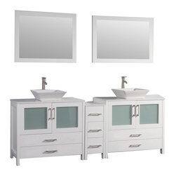 Ardan 72 inch Double Sink Modern Bathroom Vanity White Finish - Bathroom Vanities And Sink Consoles