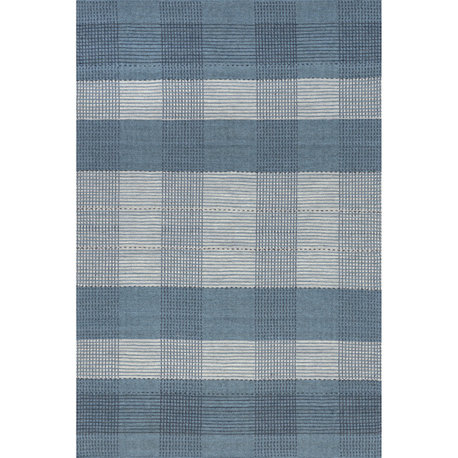 Oregon Plaid Wool Area Rug, Blue 3'x5'