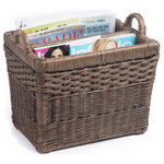 The Basket Lady - Rectangular Wicker Divided Magazine Basket - Our divided magazine basket features the popular weave of our Lift-Off Lid Wicker Storage Basket.