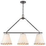 Elk Home - Marion 36'' Wide 3-Light Chandelier Oil Rubbed Bronze - The Marion collection is a testament to simple elegance, featuring clean lines and an oil rubbed bronze finish. The fine yet robust metalwork beautifully supports textured paper lampshades, hand-lashed with a faux leather trim, paying homage to traditional lodge and Southwestern aesthetics. 3 light Medium - E26 bulb required, not included.