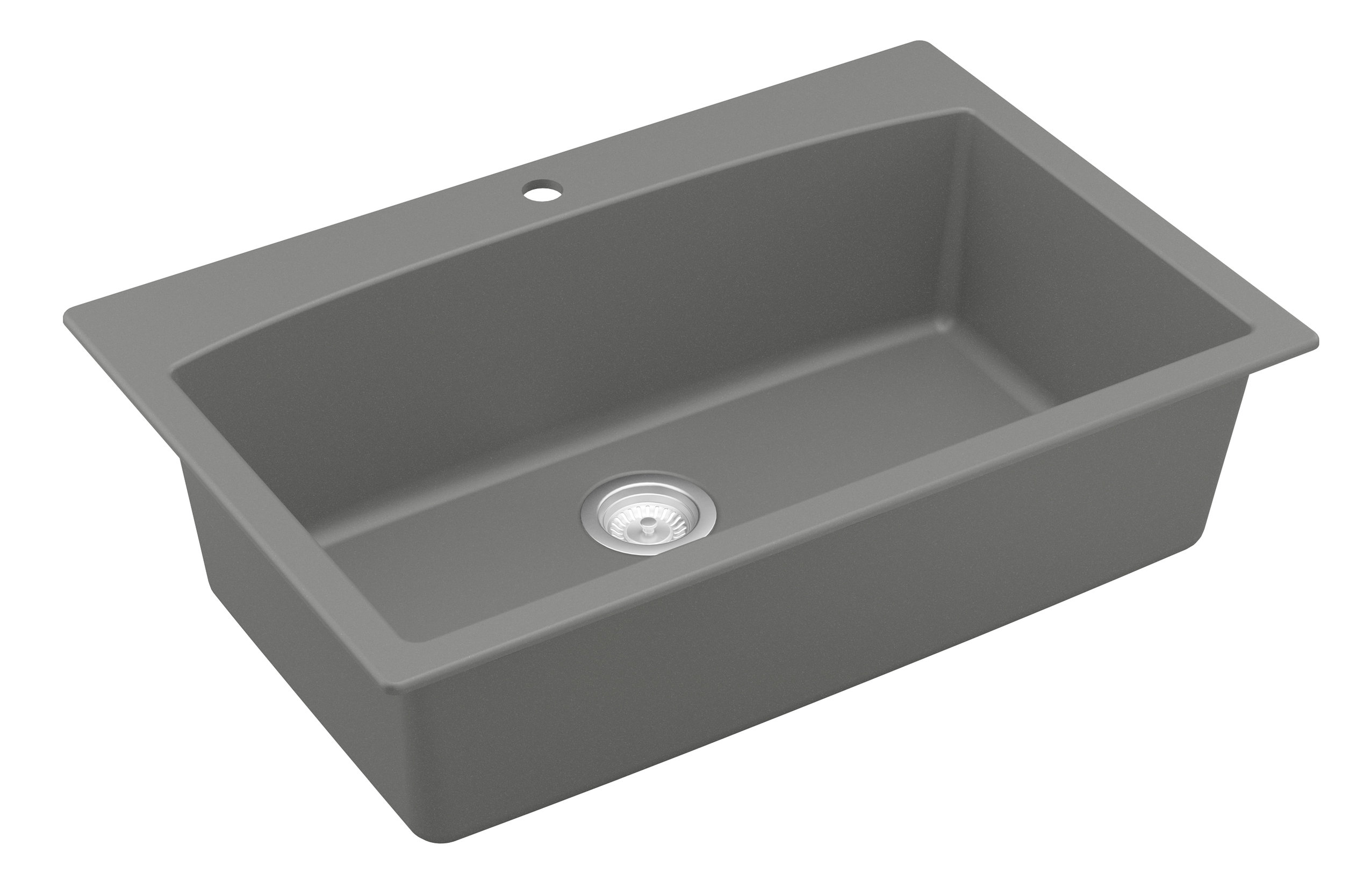 Karran Drop-In Quartz 33" 1-Hole Single Bowl Kitchen Sink, Grey