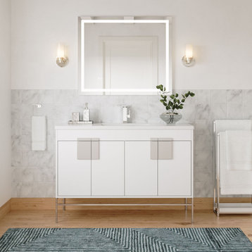 The Lockhart Bathroom Vanity, White, 48", Single Sink, Freestanding
