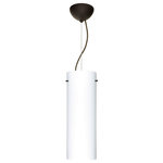 Besa Lighting - Besa Lighting 1KX-412807-BR Tondo 18 - One Light Cord Pendant with Dome Canopy - Tondo 18 is a classic open-ended cylinder of handcTondo 18 One Light C Bronze Opal Matte Gl *UL Approved: YES Energy Star Qualified: n/a ADA Certified: n/a  *Number of Lights: Lamp: 1-*Wattage:150w A19 Medium base bulb(s) *Bulb Included:No *Bulb Type:A19 Medium base *Finish Type:Bronze
