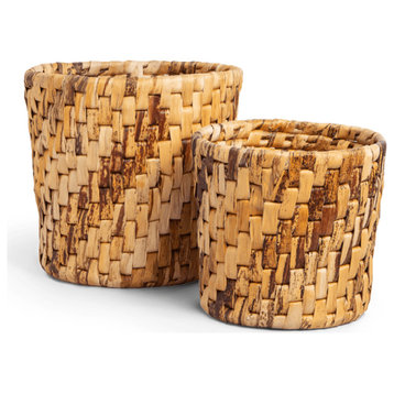 Round Weaved Abaca Basket Set (2) | dBodhi Semeru, Brown