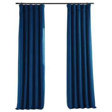 Signature Blackout Velvet Curtain Single Panel, Union Blue, 50"x108"