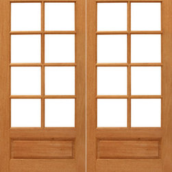8-lite Interior Brazilian Mahogany 1 Panel IG Glass Double Door - Interior Doors