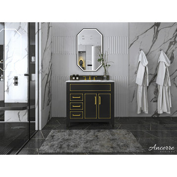 Aspen Bathroom Vanity Set, Black Onyx, 36"
