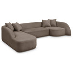 Meridian Furniture - Rita Upholstered 3pc. Sectional, Brown - Make movie night at home a regular (and comfortable) affair when you bring this Rita fabric sectional into your living room, den or game room. This handsome unit offers plenty of room for the gang to spread out and get cozy, and its upholstered on every square inch with soft brown polyester fabric for a dreamy feel against your skin as you nap or binge Netflix. Included coordinating pillows complete the look and add to the sectional's cozy vibe.