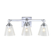 Marion Hurricane Metal, Glass Vanity Light, Chrome, 21"