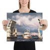 Stormy Drawbridge Boat Photo Canvas Wall Art Print, 16" X 20"