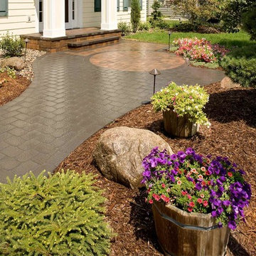 Inlaid Brick Paver Walkway and Driveway