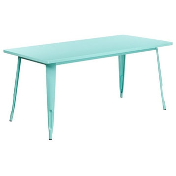 Flash Furniture 31.5" x 63" Metal Dining Table in Mint Green