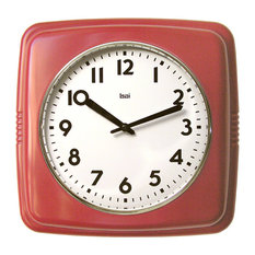 50 Most Por Red Wall Clocks For 2019 Houzz 9 5 Square Retro Wall Clock Red Clocks