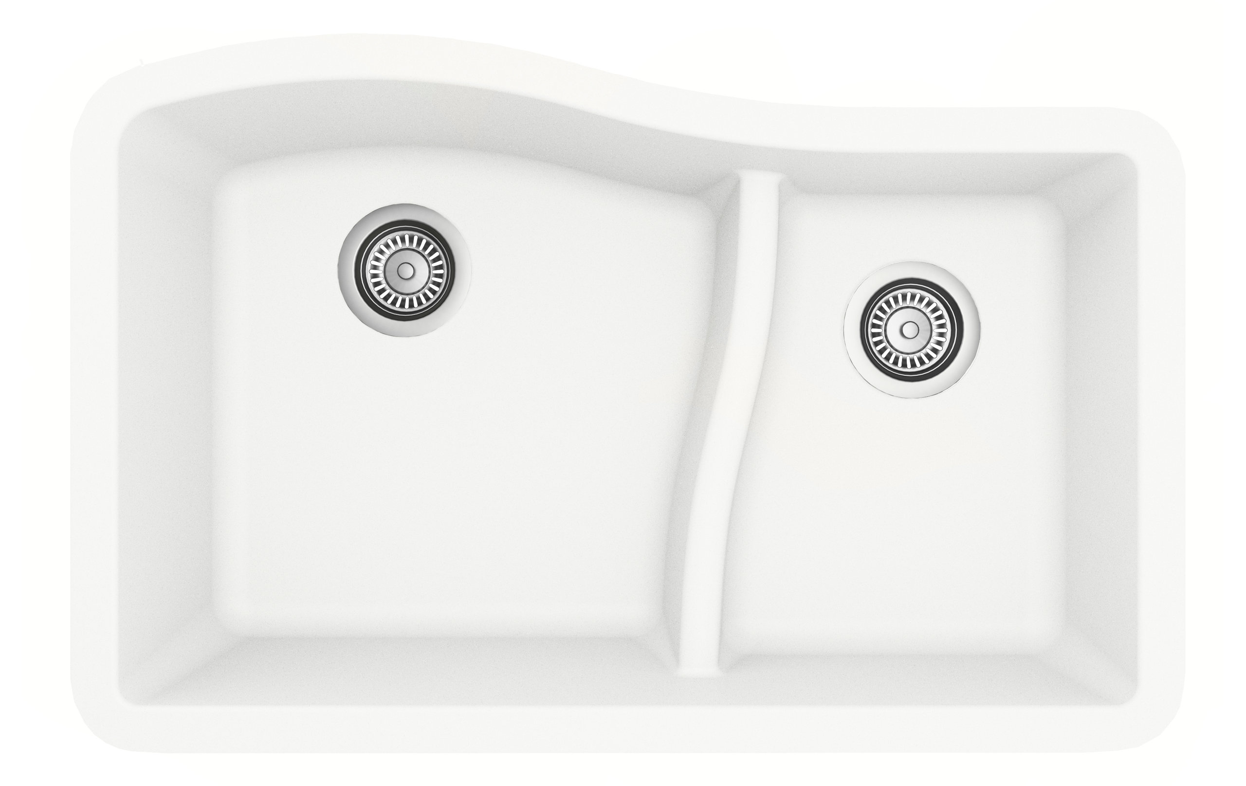 Karran Undermount Quartz 32" 60/40 Double Bowl Kitchen Sink, White