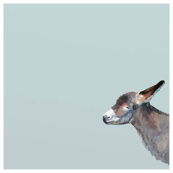 "Baby Donkey On Blue" Canvas Wall Art by Cathy Walters