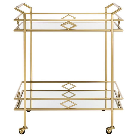 Safavieh Elspeth 2 Tier Bar Cart, Gold/Mirror