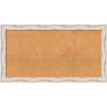Framed Cork Board, Alexandria White Wash Wood, 53x29