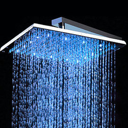 Contemporary 10 inch Brass Color Changing LED Shower Head - HB10F - Showerheads And Body Sprays