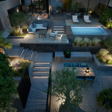 Modern Sloping garden in Torquay