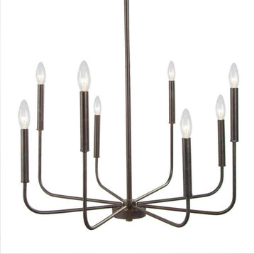 LNC Forest 8-Light Modern Candle-Style Distressed Rusty Bronze Chandelier 36"H