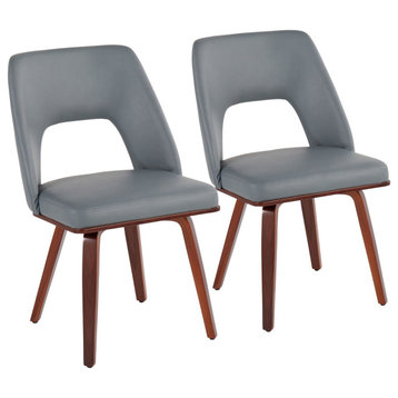 Triad Upholstered Chair, Set of 2, Walnut Bamboo, Gray PU