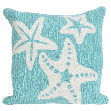 Frontporch Starfish Indoor/Outdoor Pillow 18" Square, Aqua