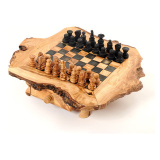 Olive Wooden Chess Set With Storage Custom Chess Board With 