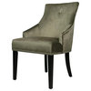 Nailhead Trimmed Upholstered Dining Chair in Moss Green