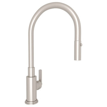 Rohl Pull-Down Faucet With Single-Lever Handle, Satin Nickel
