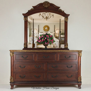 Hollywood Regency Gilded Dresser with Beveled Mirror