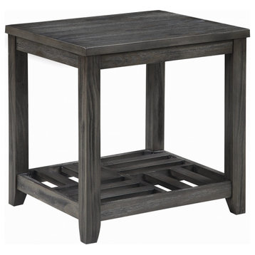 Rectangular End Table with Shelf, Gray